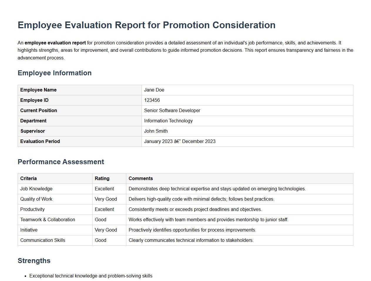 employee evaluation report for promotion consideration image preview