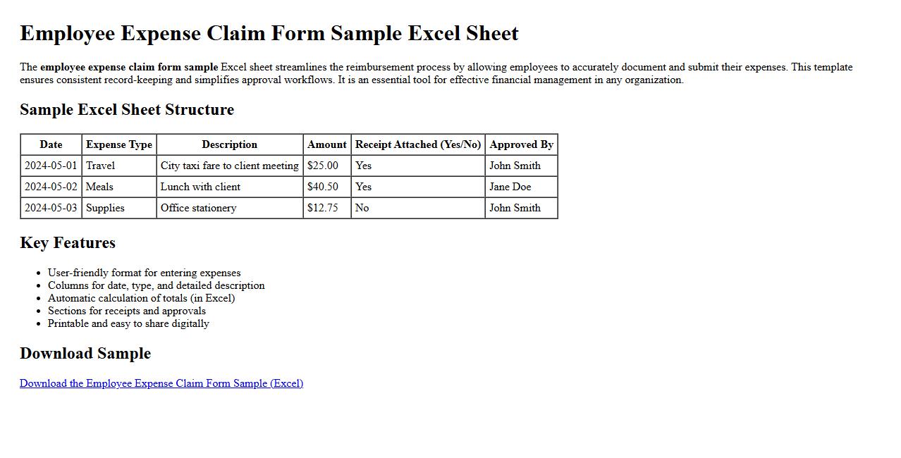 employee expense claim form sample excel sheet image preview