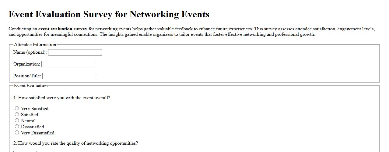 event evaluation survey for networking events image preview