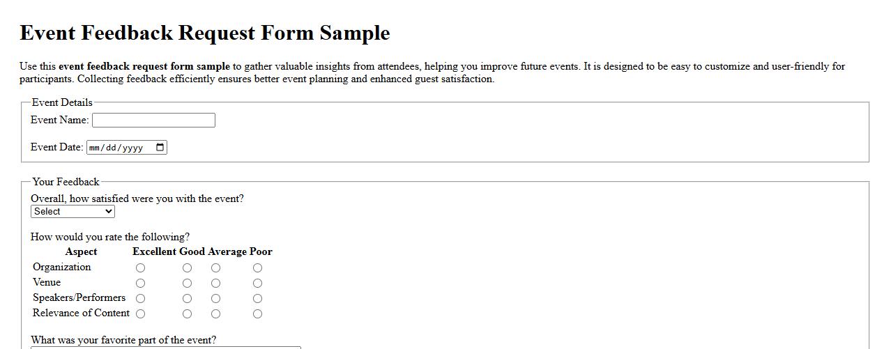 event feedback request form sample image preview