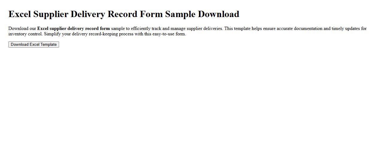 Excel supplier delivery record form sample download image preview