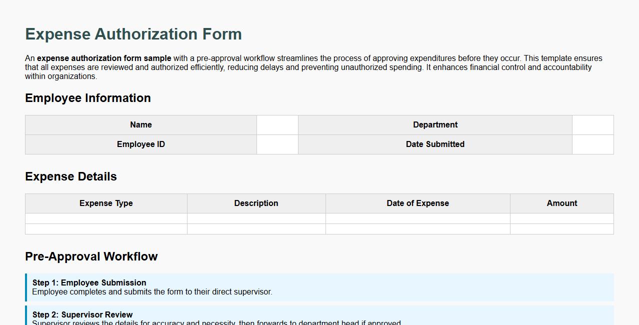 expense authorization form sample with pre-approval workflow image preview