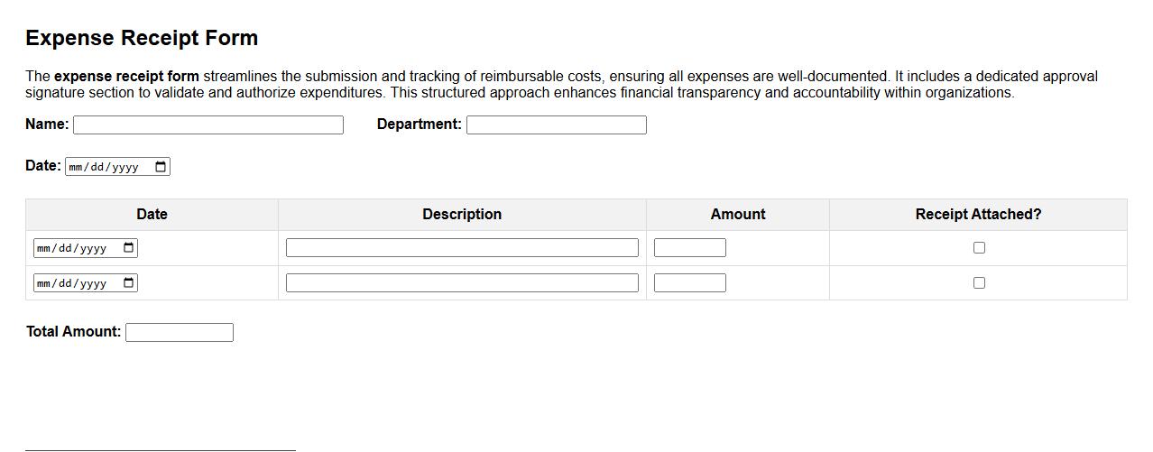 expense receipt form with approval signature section image preview