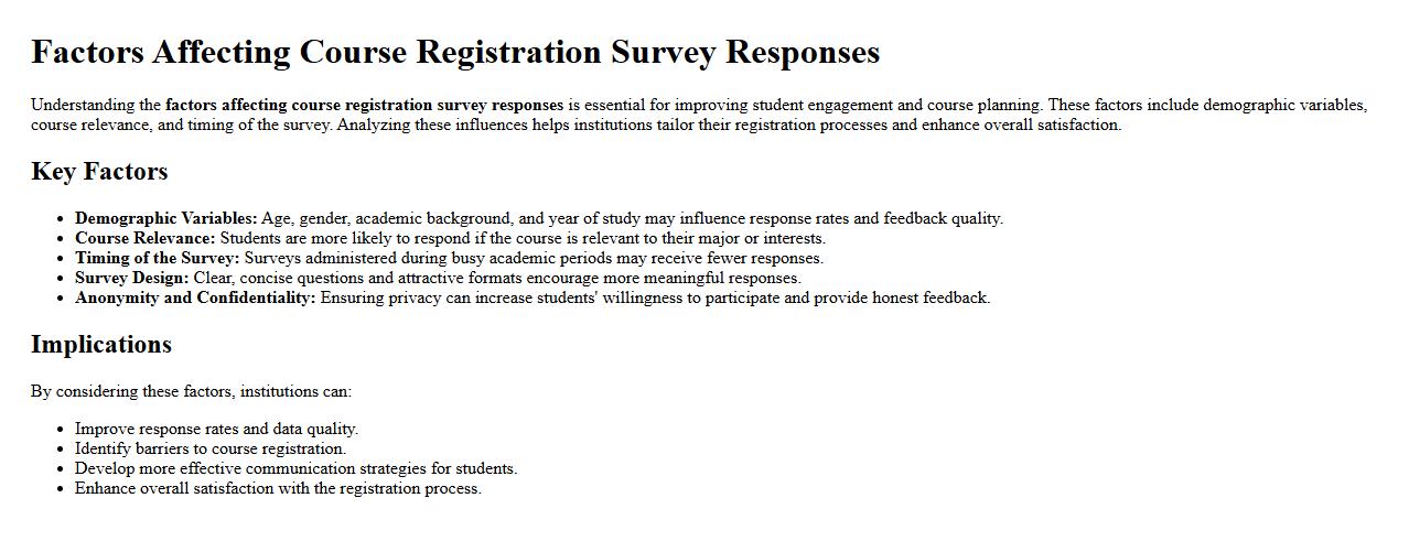 factors affecting course registration survey responses image preview