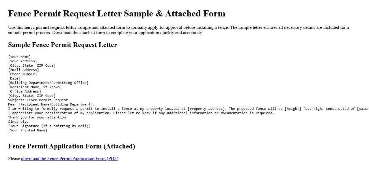 Fence permit request letter sample attached form image preview