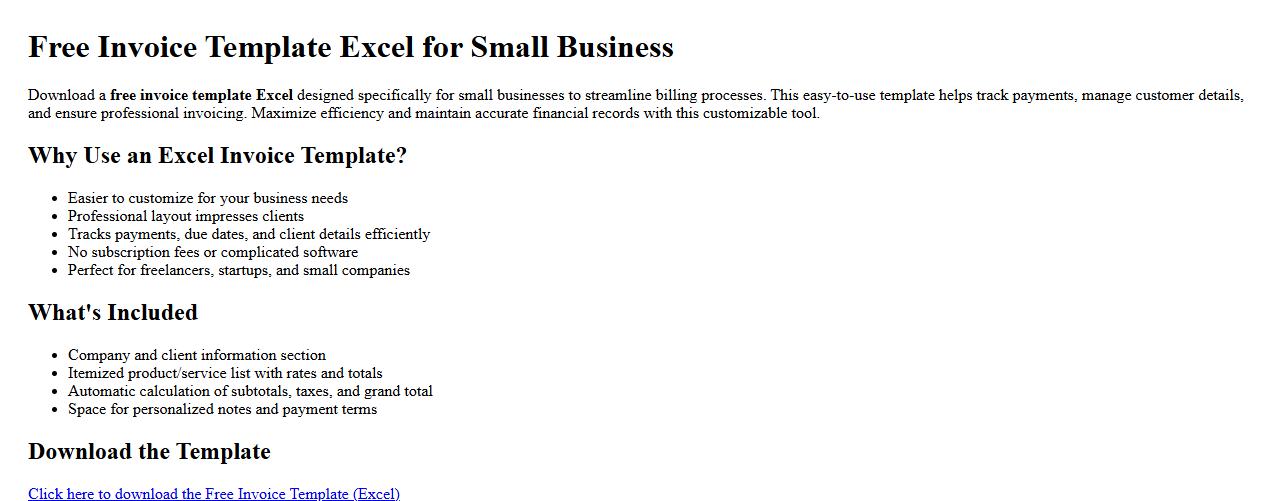 free invoice template excel for small business image preview