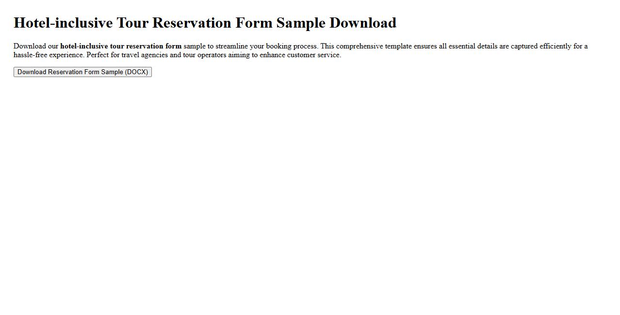 Hotel-inclusive tour reservation form sample download image preview