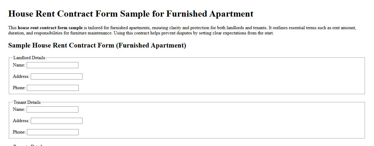 House rent contract form sample for furnished apartment image preview