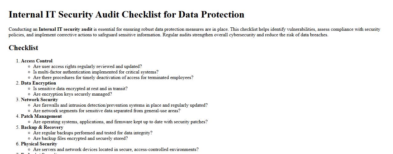 Internal IT security audit checklist for data protection image preview