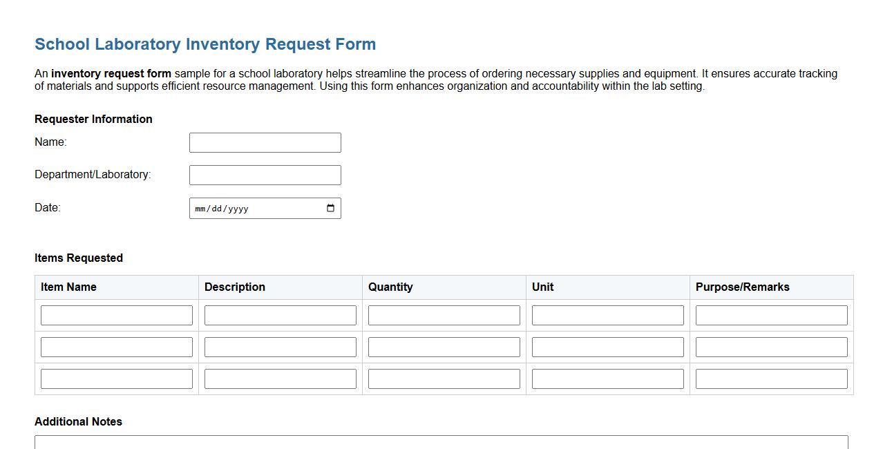 inventory request form sample for school laboratory image preview