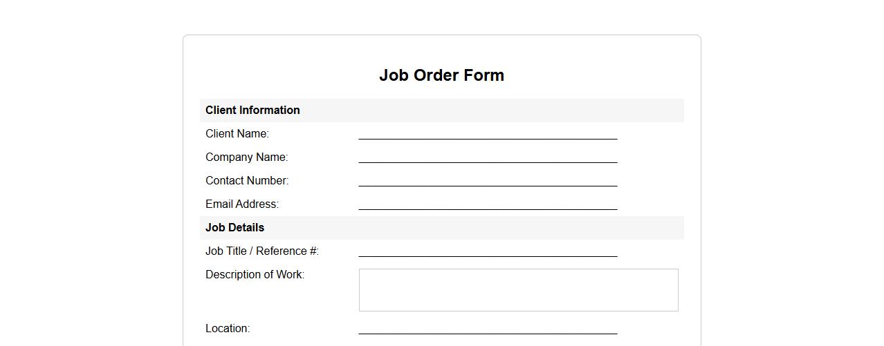 job order form sample with client signature section image preview