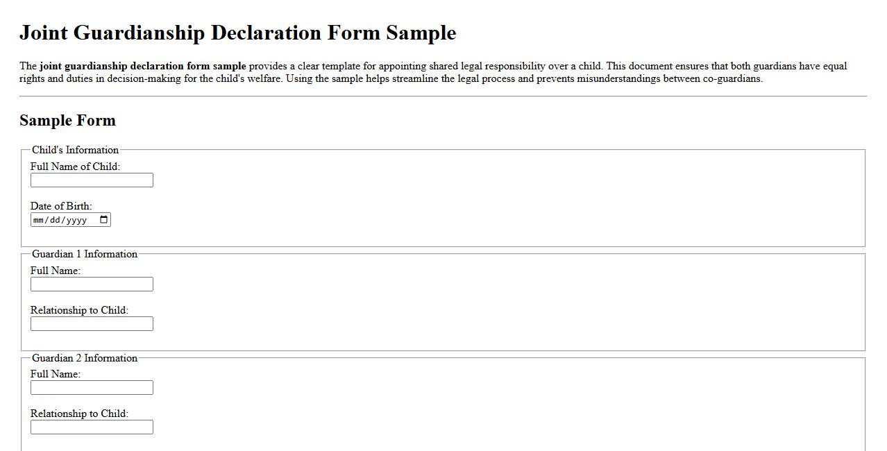 Joint guardianship declaration form sample image preview