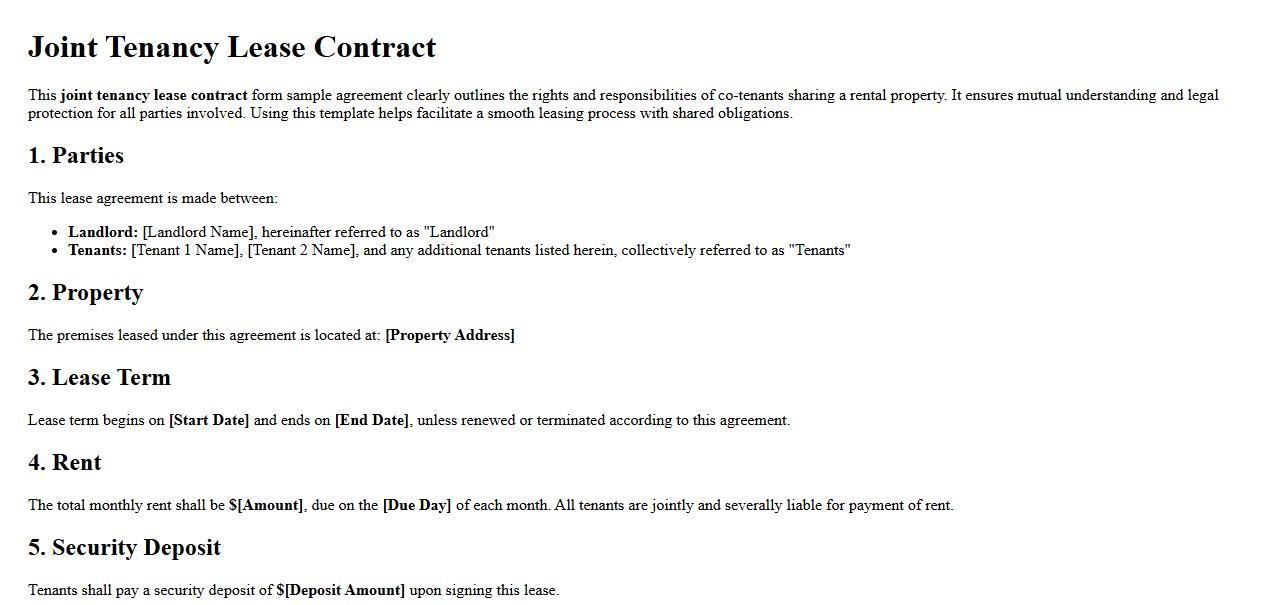 Joint tenancy lease contract form sample agreement image preview