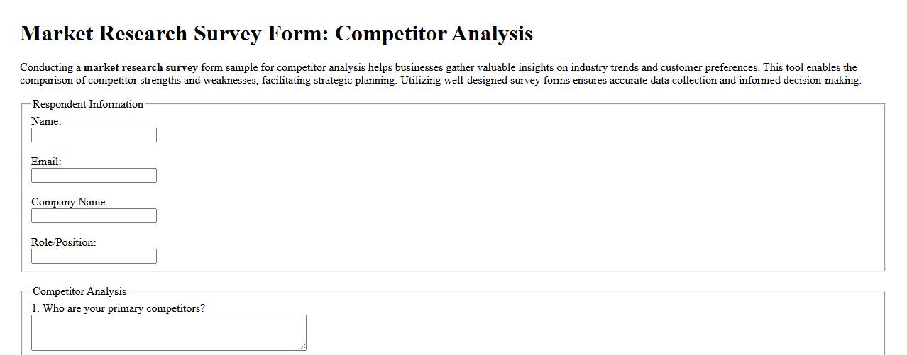 market research survey form sample for competitor analysis image preview