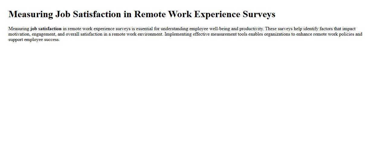 Measuring job satisfaction in remote work experience surveys image preview