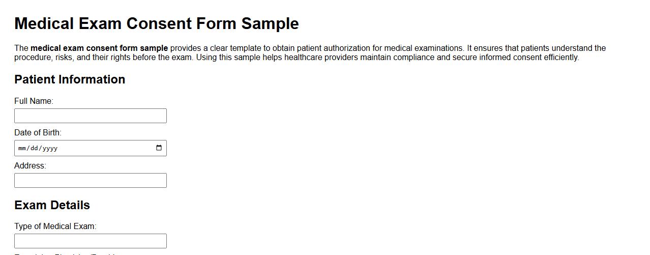 medical exam consent form sample image preview