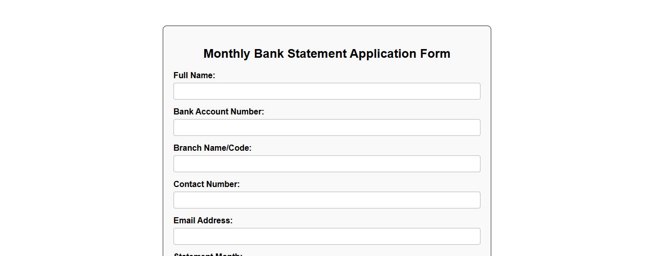 monthly bank statement application form sample image preview
