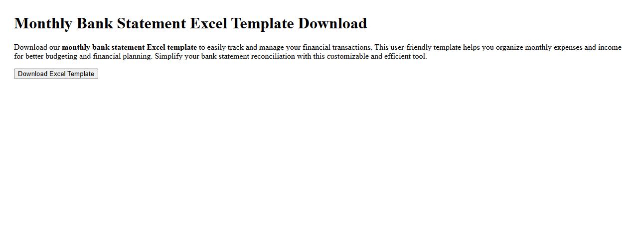 Monthly bank statement excel template download image preview