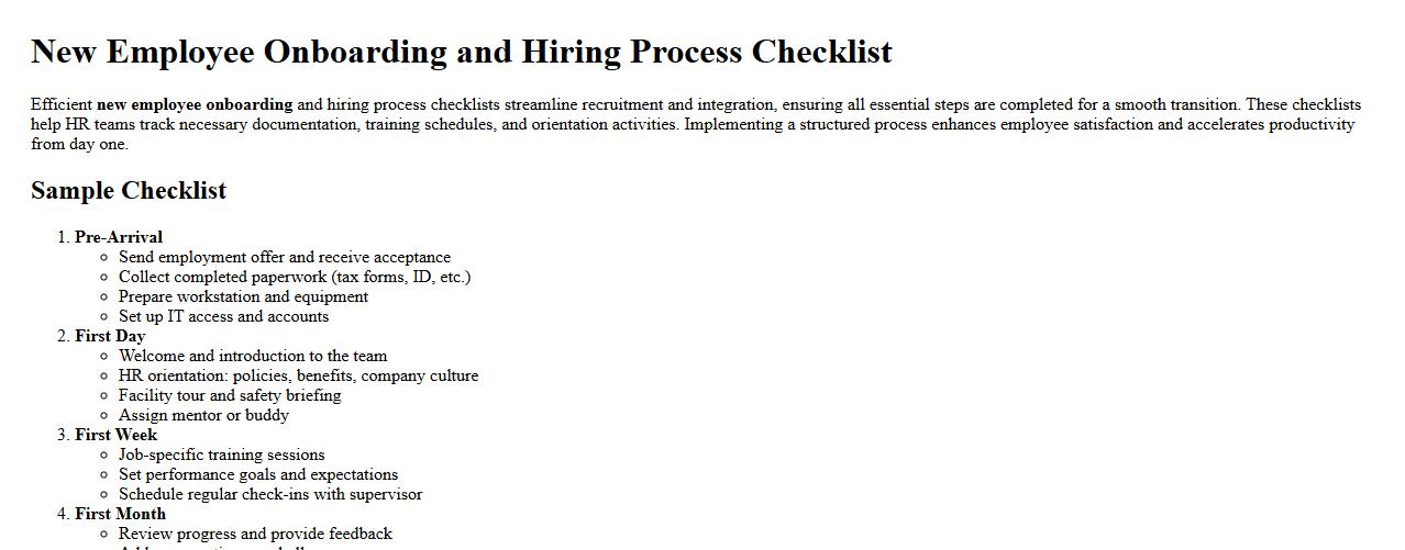 New employee onboarding and hiring process checklist image preview