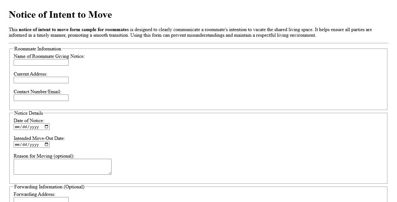 notice of intent to move form sample for roommates image preview