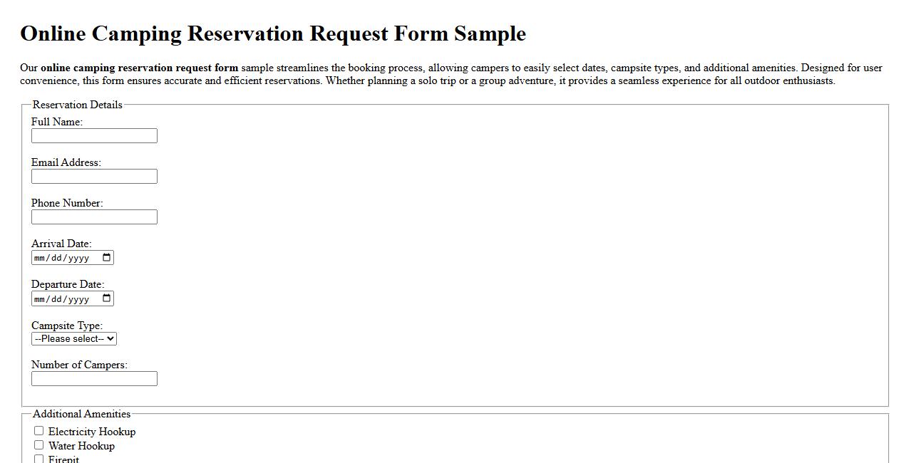 online camping reservation request form sample image preview