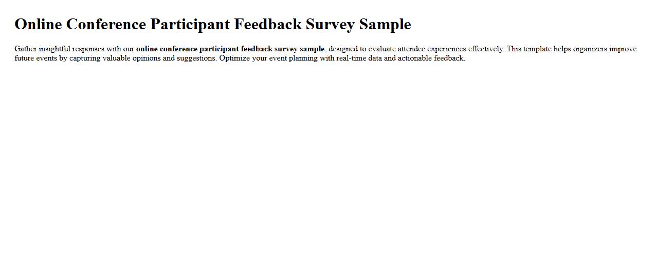 Online conference participant feedback survey sample image preview