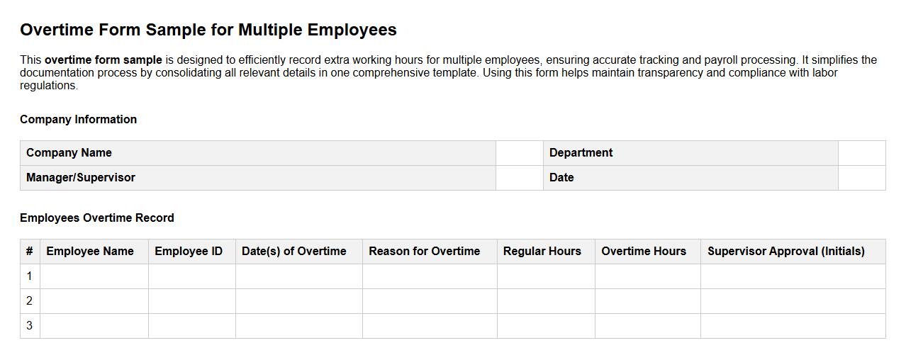 overtime form sample for multiple employees image preview