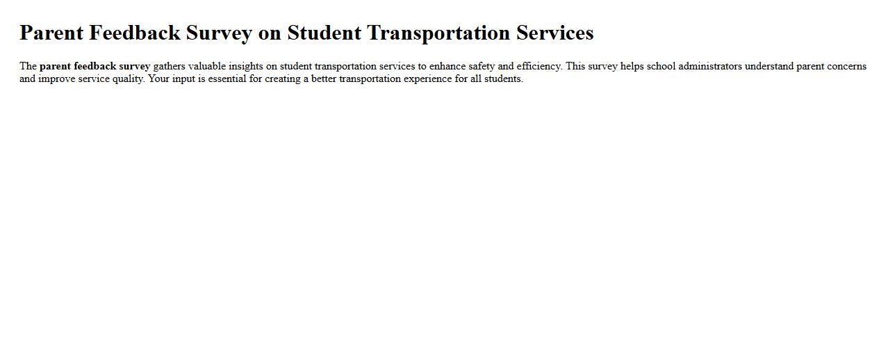 Parent feedback survey on student transportation services image preview