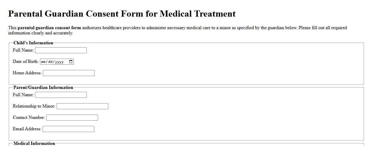 parental guardian consent form sample for medical treatment image preview