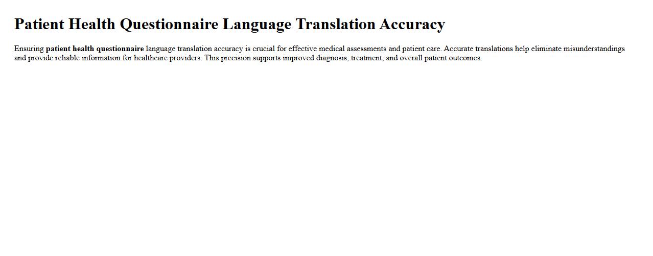 patient health questionnaire language translation accuracy image preview