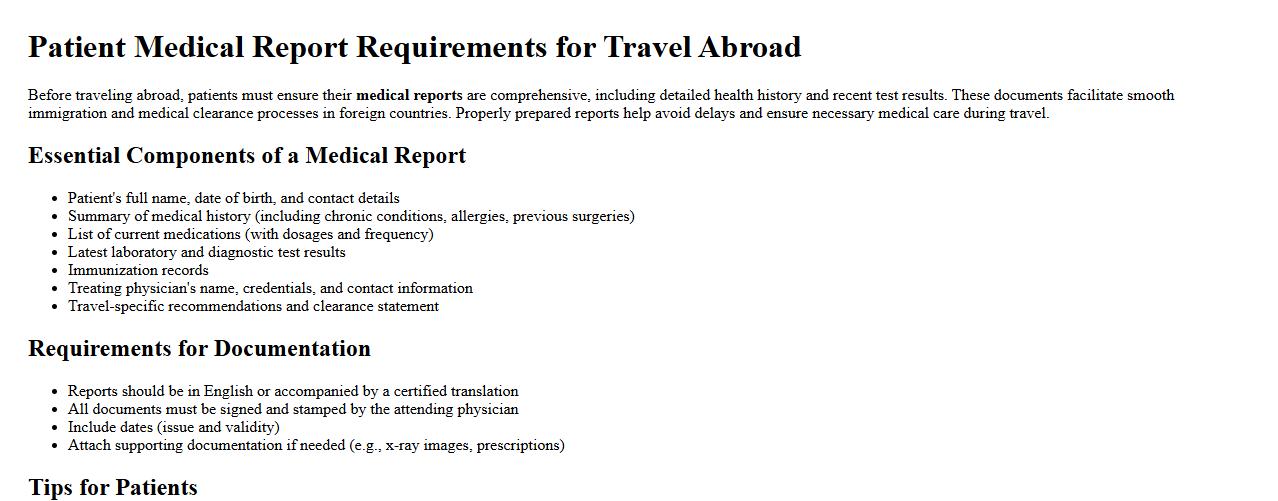 patient medical report requirements for travel abroad image preview