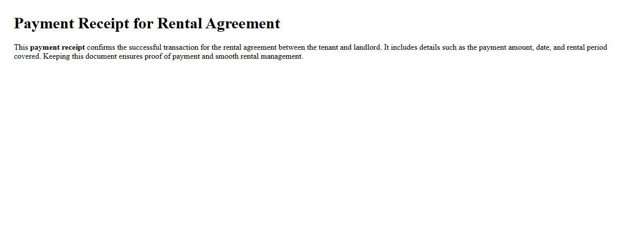 Payment receipt for rental agreement image preview