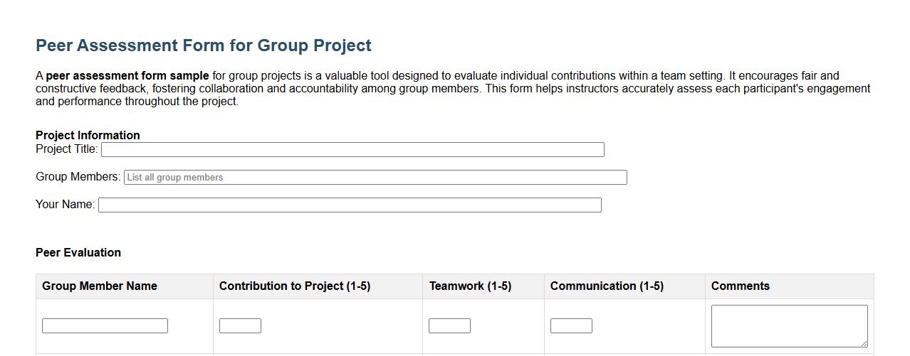 peer assessment form sample for group project image preview
