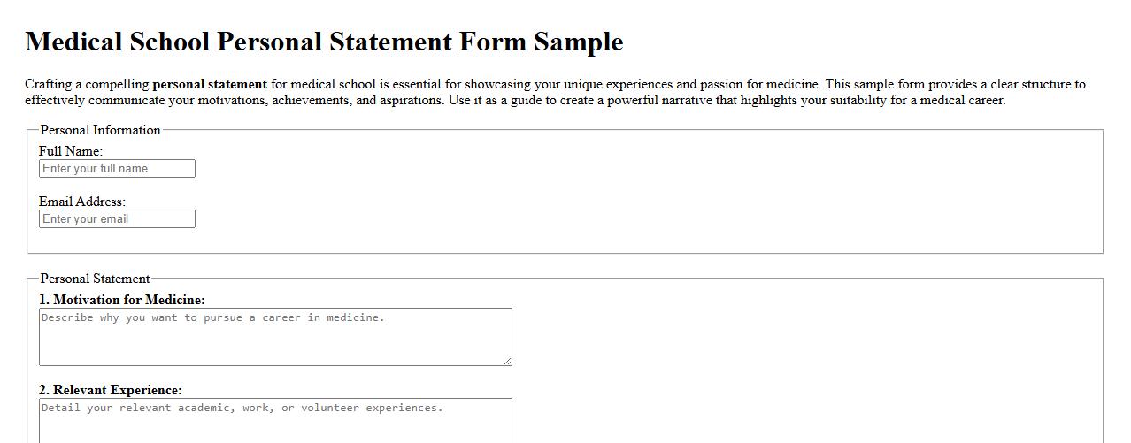 personal statement form sample for medical school image preview