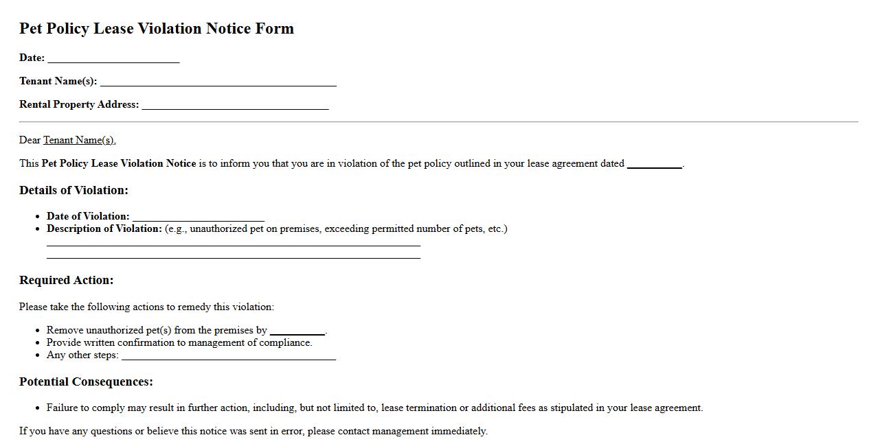 pet policy lease violation notice form sample image preview