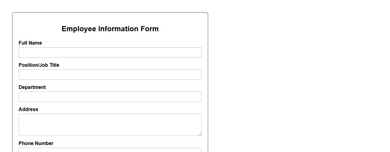 printable employee information form sample with address and phone image preview