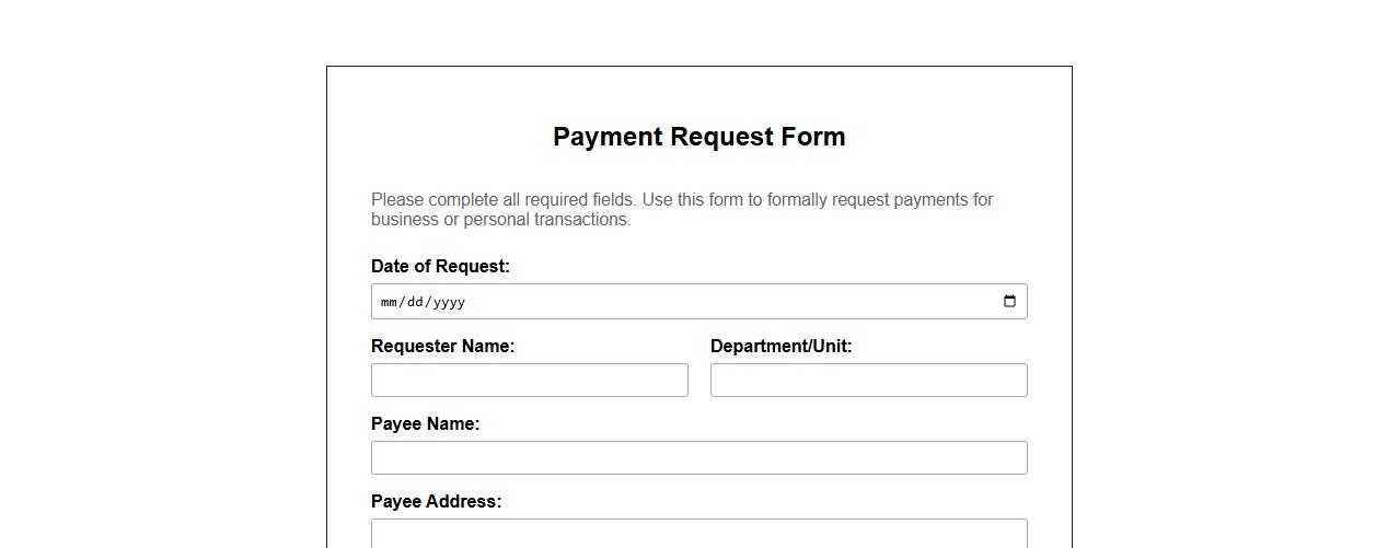 printable payment request form sample with signature line image preview