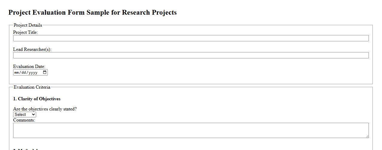 project evaluation form sample for research projects image preview