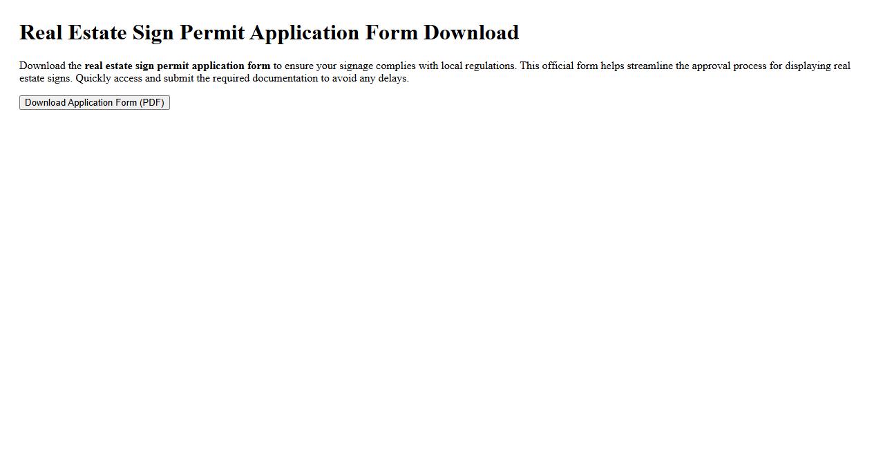 real estate sign permit application form download image preview