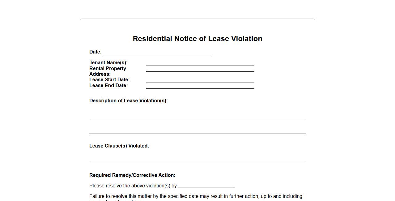 residential notice of lease violation form sample image preview
