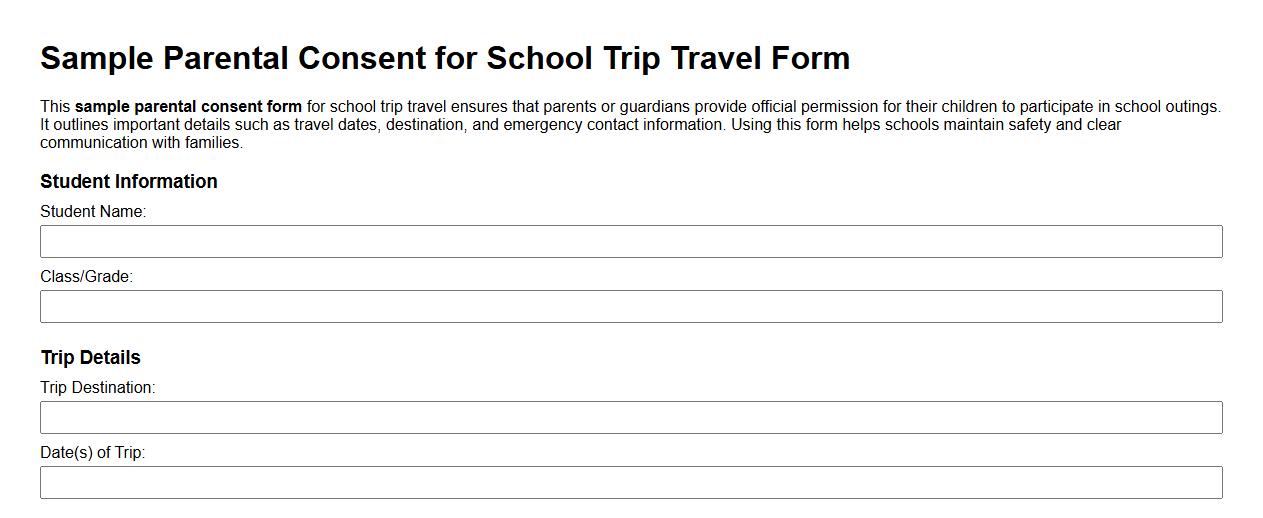 sample parental consent for school trip travel form image preview