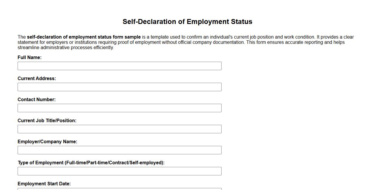self-declaration of employment status form sample image preview