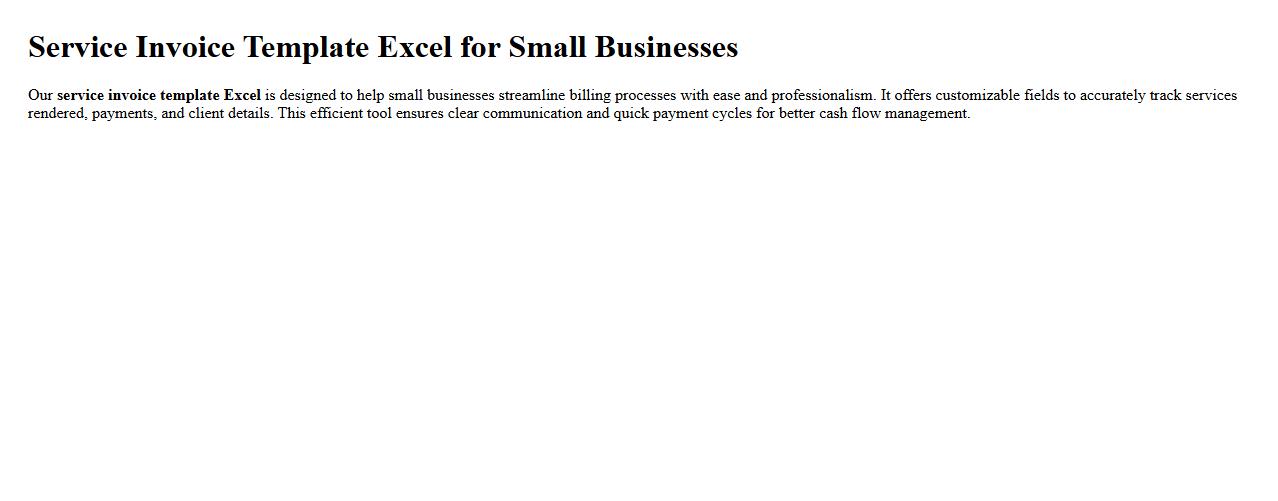 Service invoice template Excel for small businesses image preview