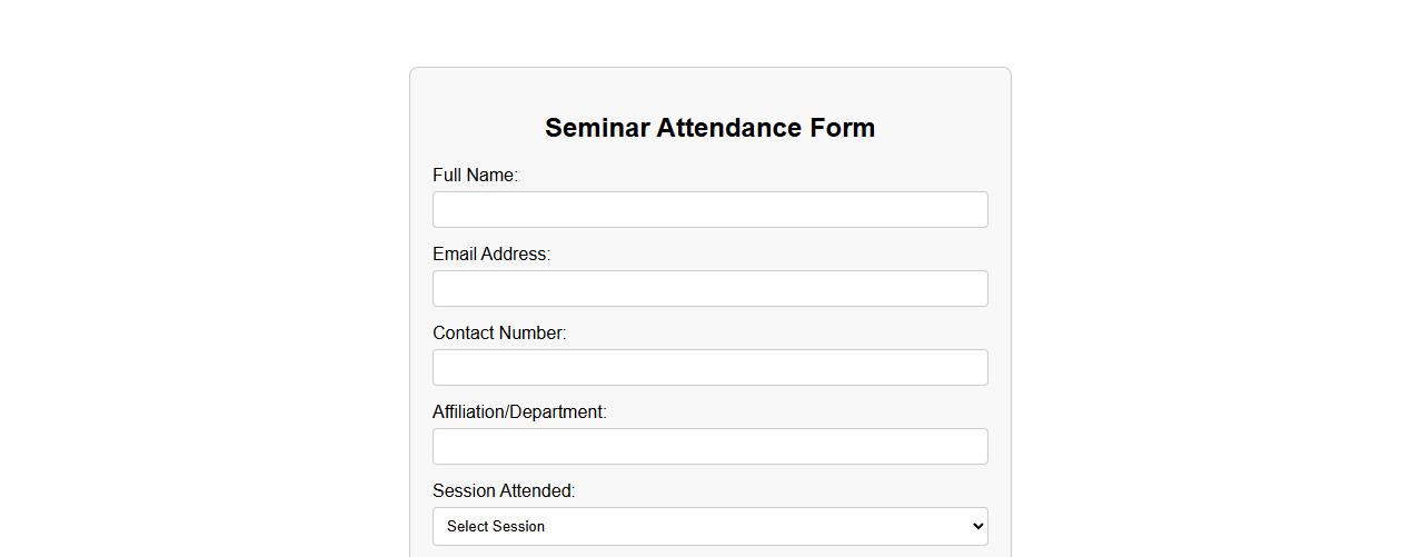 simple seminar attendance form sample for academic seminars image preview
