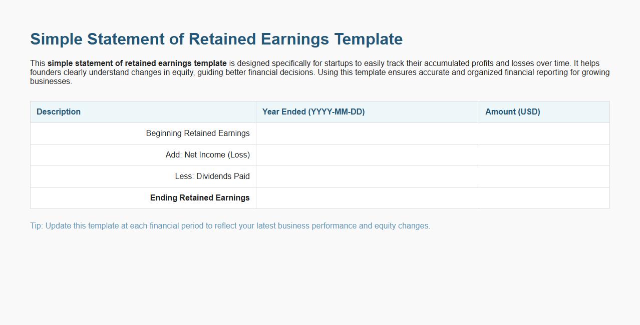 simple statement of retained earnings template for startups image preview