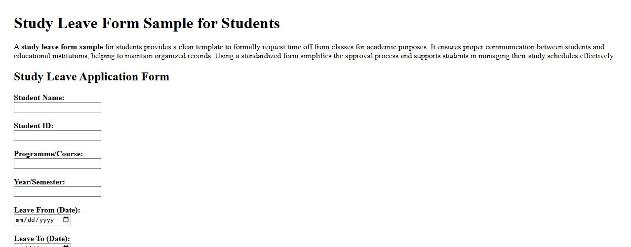 Study leave form sample for students image preview