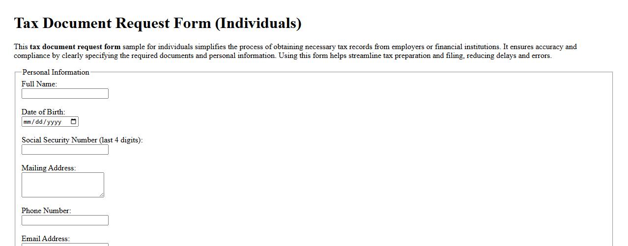 Tax document request form sample for individuals image preview
