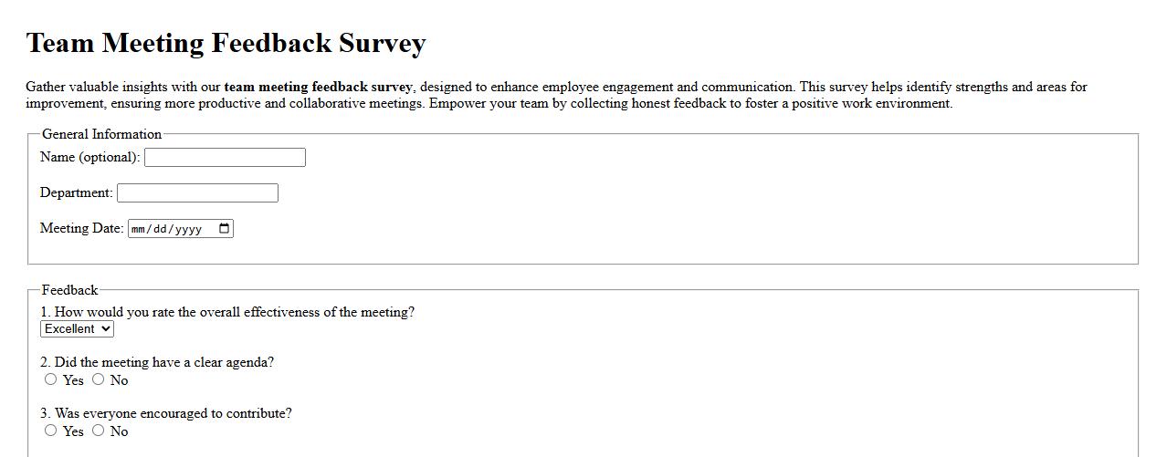 team meeting feedback survey for employees image preview