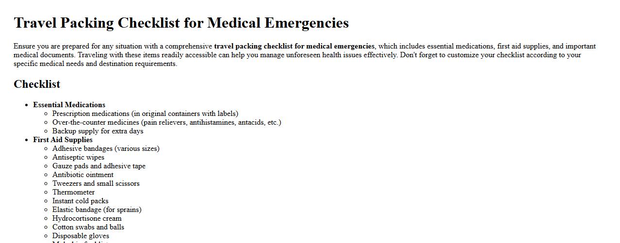 travel packing checklist for medical emergencies image preview