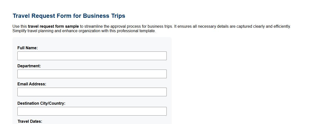 travel request form sample for business trips image preview